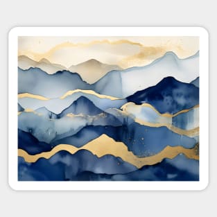 Gold and Blue Mountains Abstract Sticker